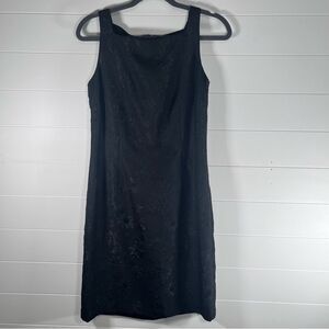 Ann Taylor Vintage Black Floral Square Neck Sleeveless Sheath Dress Size 8